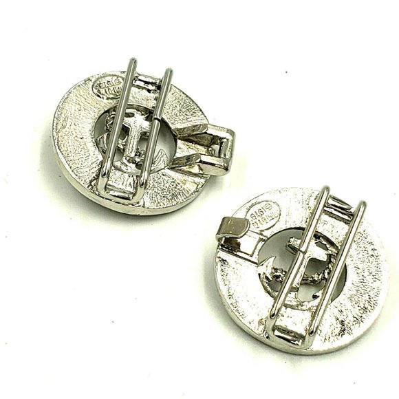 Mimi di N Two Piece Buckle Nautical Anchor Silver Tone VTG 1978 Fits 1.25 Belt